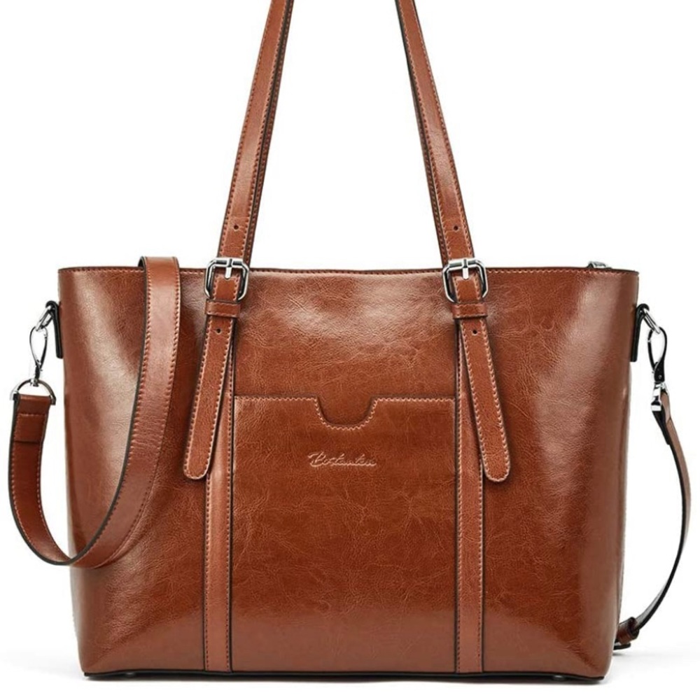 BOSTANTEN Womens Leather Laptop Tote